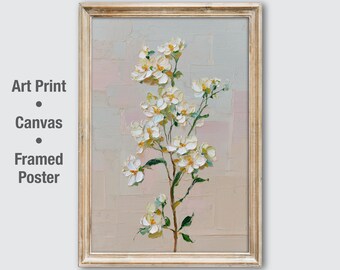 White Jasmine Flower Art Print, Botanical Wall Art, Bedroom Decor, Floral Canvas Print, Cottagecore Poster, Housewarming Gift for Her. UA056