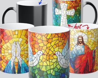 Color Changing Holy Spirit Mug: Christian Gift, Heat Sensitive Coffee Cup