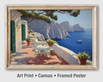 Capri Italy Seascape Painting: Balcony View Art Print