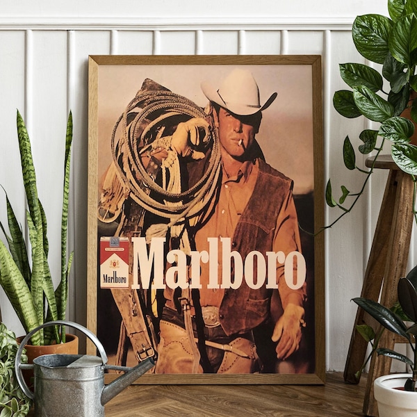 Homme Marlboro - affiche vintage Marlboro - cigare Marlboro - art mural rétro Marlboro - toile Marlboro - publicité vintage - décoration d'intérieur