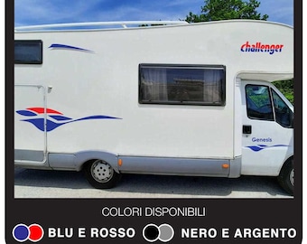 Calcomanía para furgoneta Challenger Curve en vinilo preespaciado - Kit de 9 pegatinas modulares