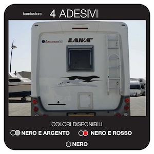 Adesivo Laika mod.Cani per camper, roulotte, furgoni van e barche in vinile per esterni - 4 Adesivi 100x25cm