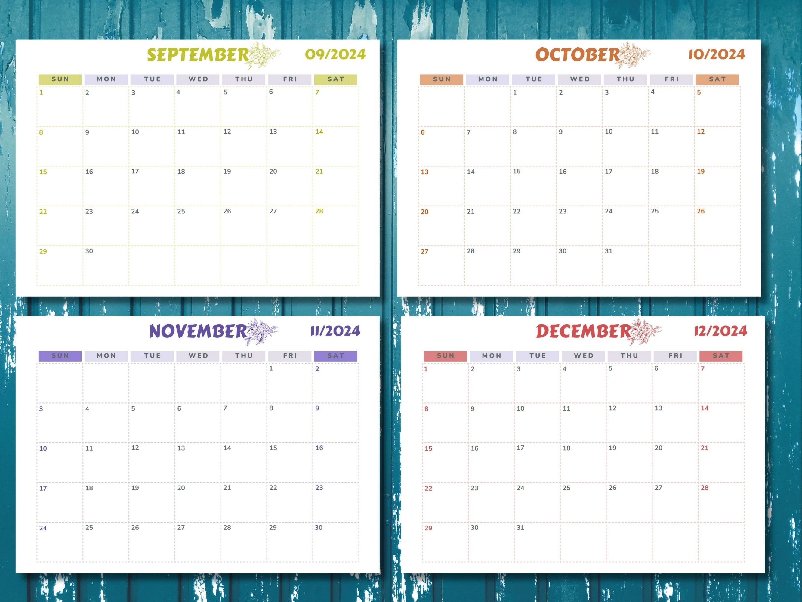 Printable Editable 2024 Calendar Fillable 2024 Calendar Bundle Letter ...