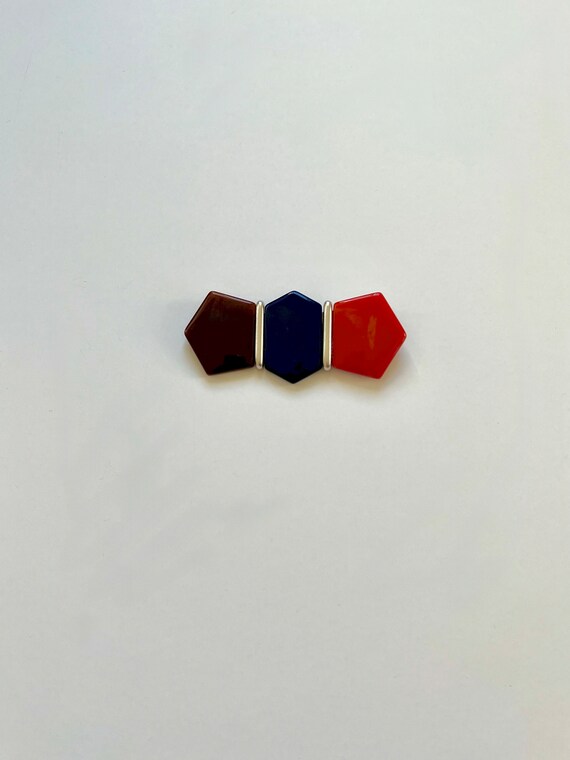 Vintage YSL Tri Color Brooch Large, Yves Saint La… - image 1