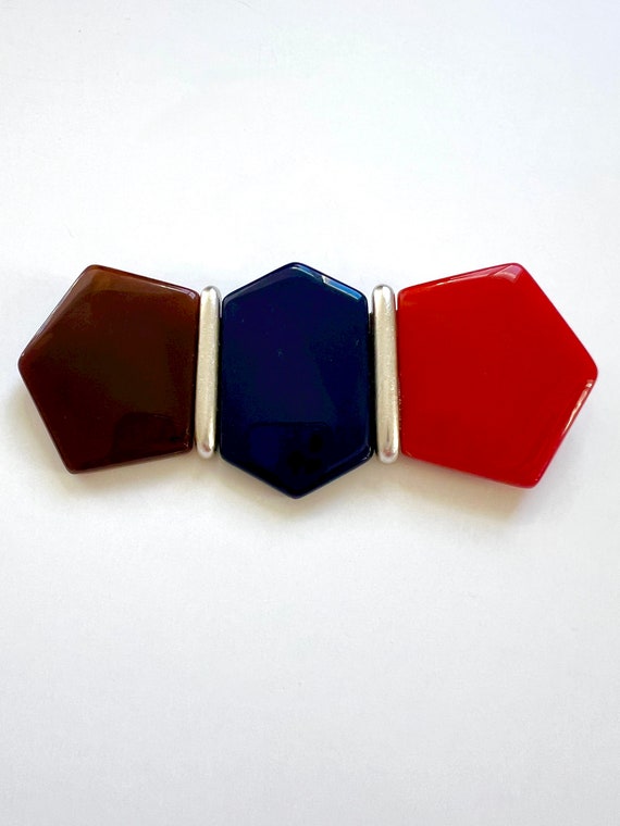 Vintage YSL Tri Color Brooch Large, Yves Saint La… - image 3