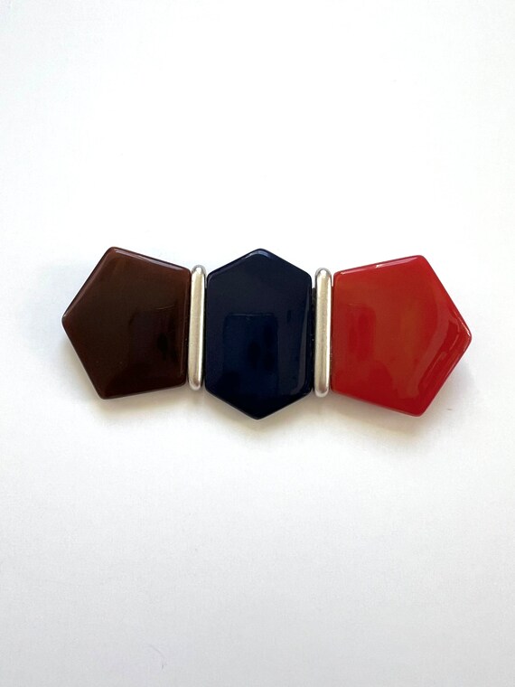 Vintage YSL Tri Color Brooch Large, Yves Saint La… - image 2