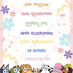 Bluey Scrambled! Game, Digital File, PDF