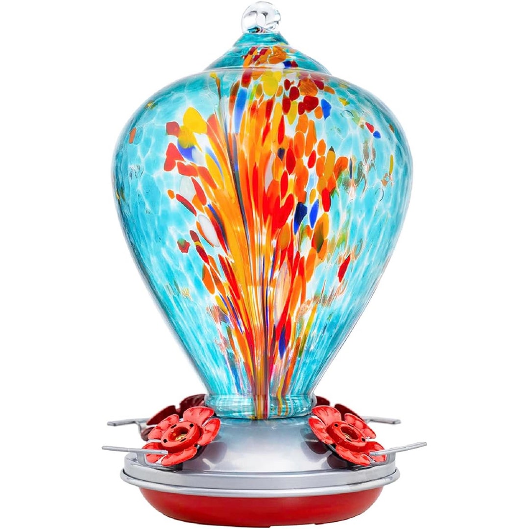 Garden Hummingbird Feeders for Outdoors Hanging, Hummingbird Gifts for Women, Blown Glass