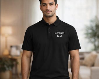 Embroidered Custom Text Polo Shirt | Men's Work Uniform, Logo Chest