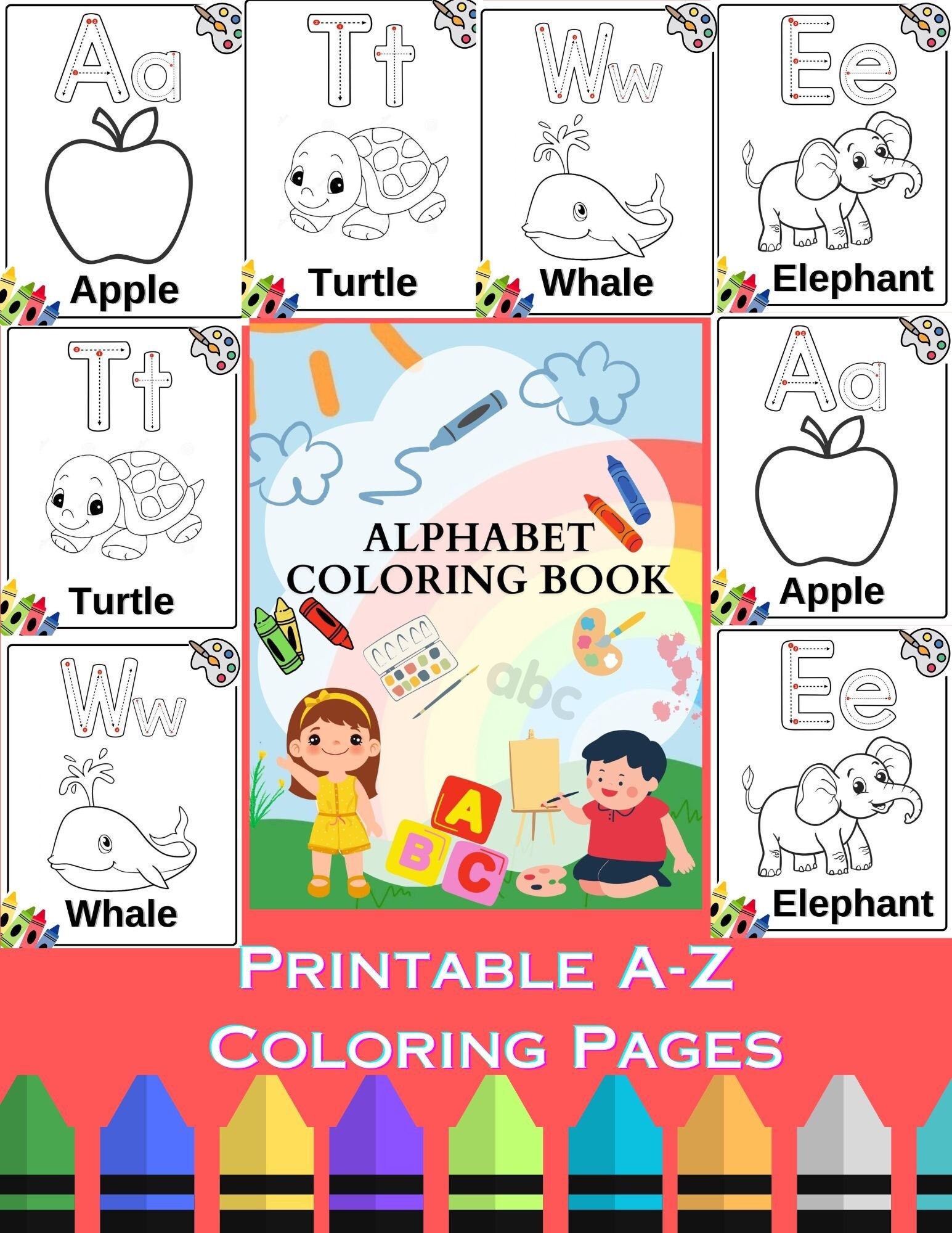 Alphabet Coloring Page for Kids Instant Digital Download Easy Alphabet ...