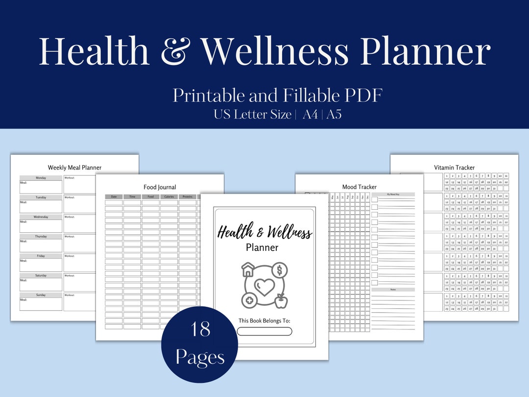 Printable Health and Wellness Planner Bundle Health Journal Ultimate ...