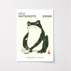 Stampa giapponese "Grumpy Frog", poster per la meditazione Wabi Sabi (download digitale)