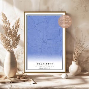 Personalized City Map Print | Custom Valentine&#39;s Day Gift Idea | Custom City Map Art | City Map Wall Art Housewarming gift Digital Download