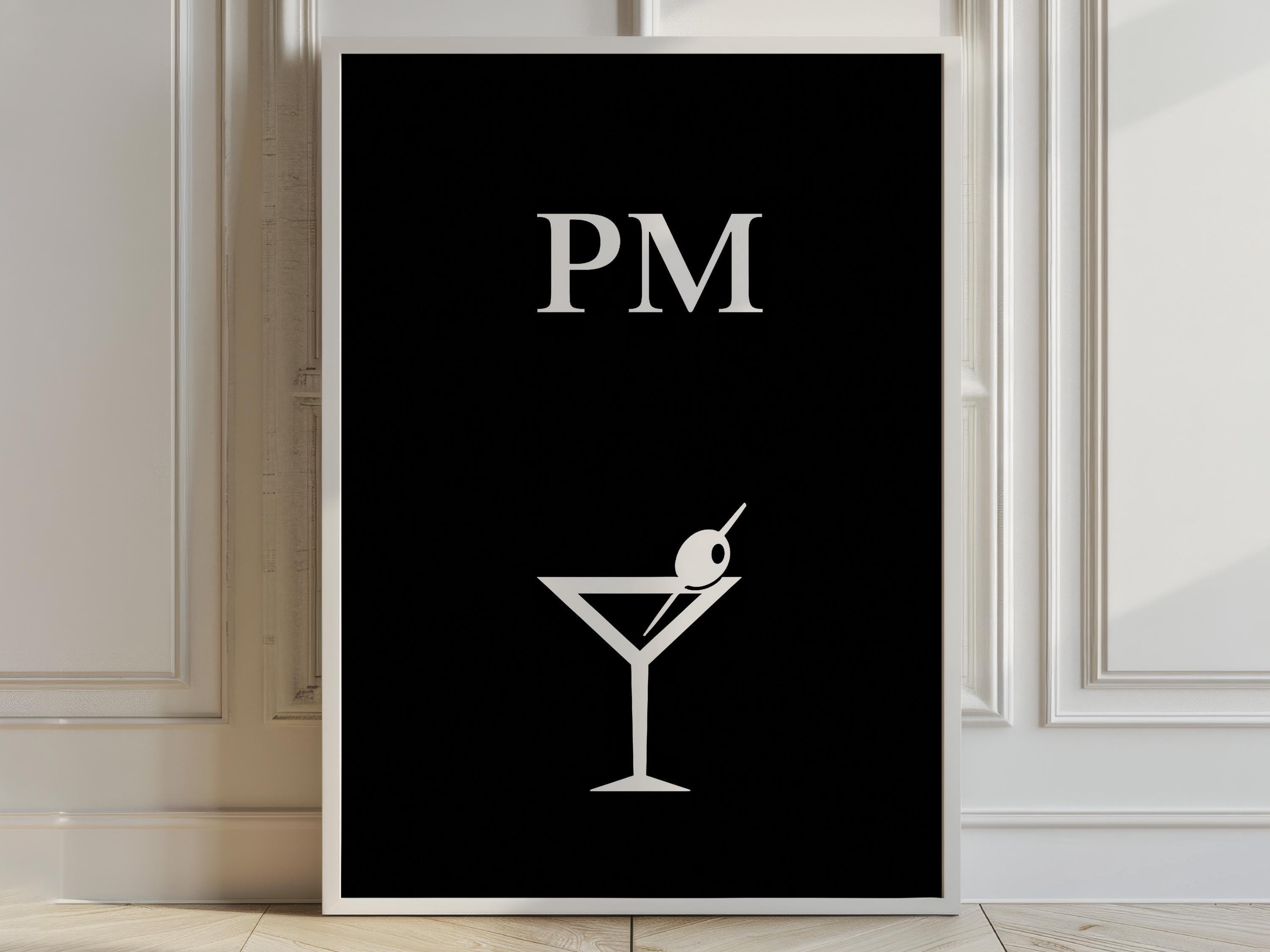 Kaffe & Cocktail AM/PM plakatsæt, minimalistisk line art (sæt med 2)
