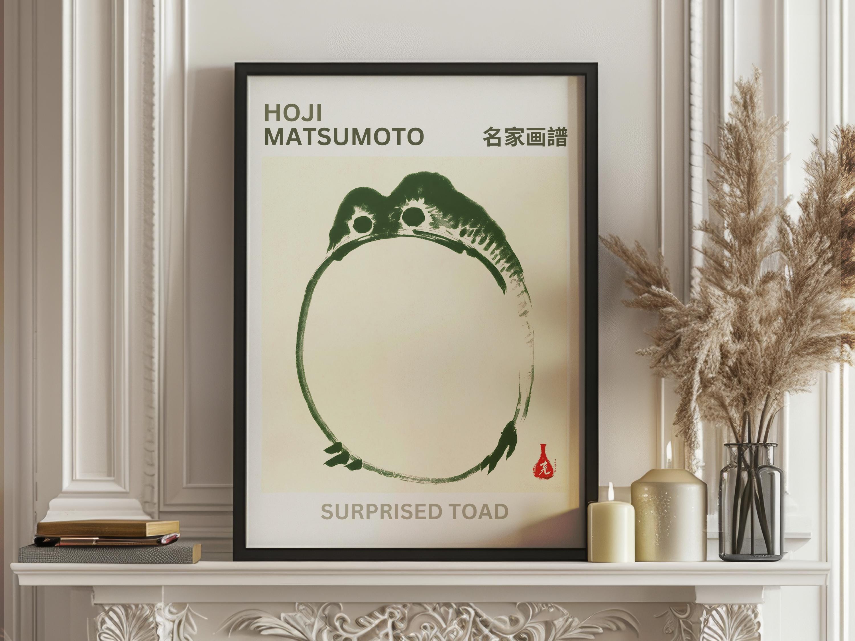 Surprised Toad Print, Japanese Frog Zen Wall Art, Minimalist Animal ...