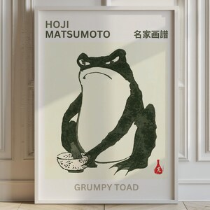 Kunstdruck „Grumpy Frog“, Zen-Wabi-Sabi-Wandkunst, minimalistisches japanisches Poster