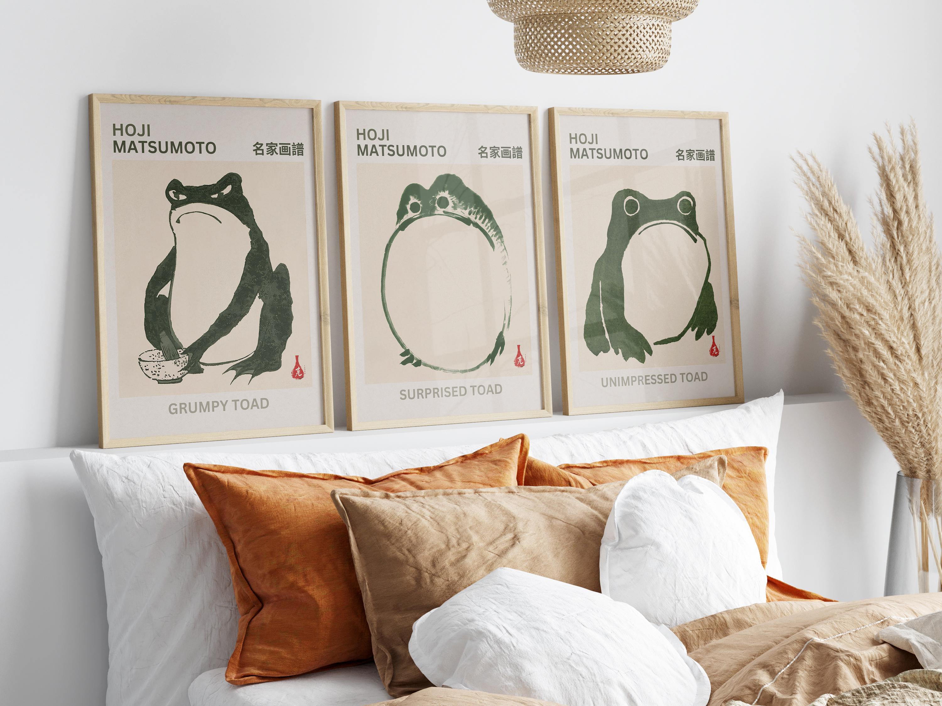 Gnaven Tudsetrio Plakatsæt, Japansk Zen Vægkunst (Sæt med 3)