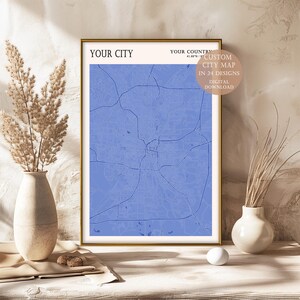 Personalized City Map Print | Custom Valentine&#39;s Day Gift Idea | Custom City Map Art | City Map Wall Art Housewarming gift Digital Download