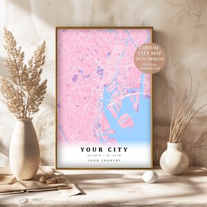 Personalized City Map Print | Custom Valentine&#39;s Day Gift Idea | Custom City Map Art | City Map Wall Art Housewarming gift Digital Download
