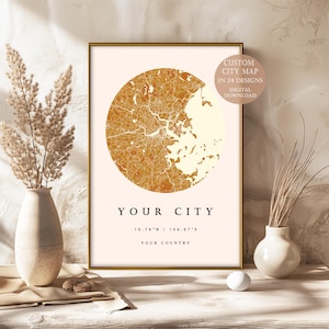 Personalized City Map Print | Custom Valentine&#39;s Day Gift Idea | Custom City Map Art | City Map Wall Art Housewarming gift Digital Download