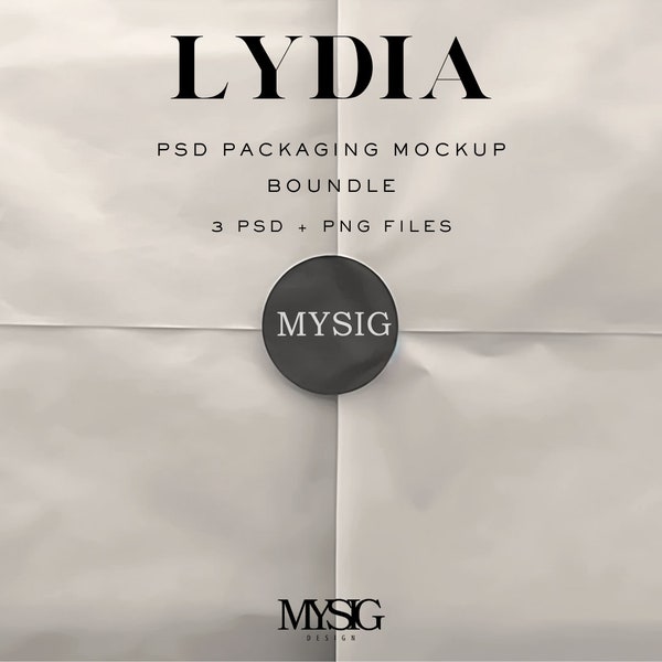 Packaging mockup pack LYDIA I 3 PSD + PNG files boundle