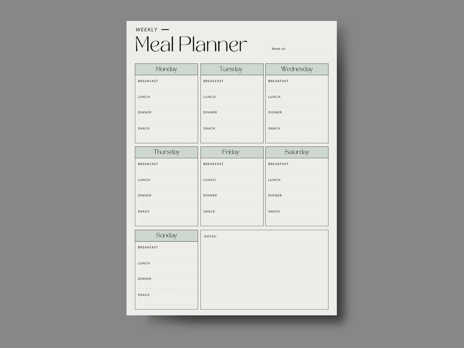 Weekly Meal Planner Printable, 7 Day Menu Planner, Meal Prep Planner ...
