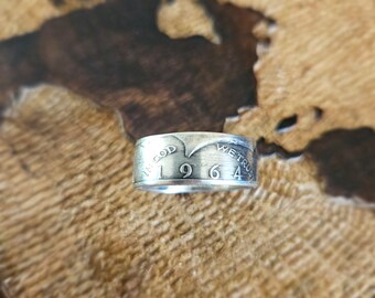 900 Silver Vintage 1964 Kennedy Half Dollar Coin Key Chain Ring - Etsy
