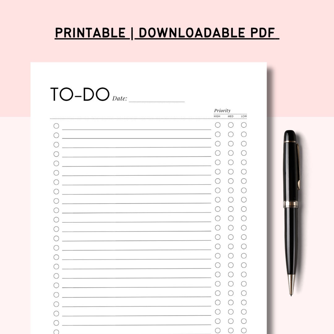 Priority To-do List Printable PDF Minimal Task List Simple Planner and ...
