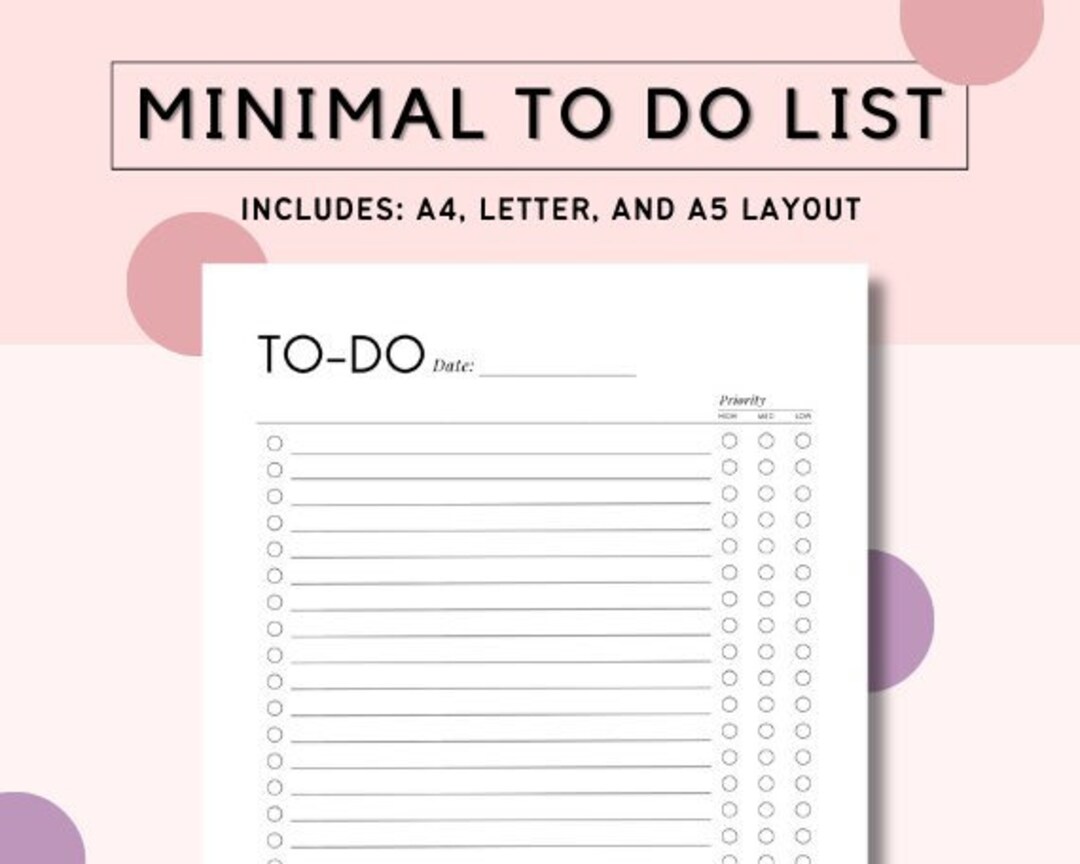 Priority To-do List Printable PDF Minimal Task List Simple Planner and ...