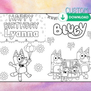 10 Custom Bluey Coloring Pages Size A5, Bluey Birthday Coloring Pages, Printable Bluey Favor, Bluey Coloring Placemat, Bluey Color Book