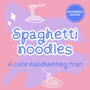 スパゲッティ ヌードル フォント、手書きフォント、手書きフォント、Procreate フォント、Goodnotes フォント、デジタル ノート、かわいいフォント、教師用フォント