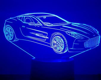 Lasergesneden Aston Martin One 77 Car 3D acryl ledlamp