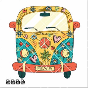 Hippie Van SVG: Retro Peace Love Bus Clipart - Cricut & Sublimation (Digital Download)