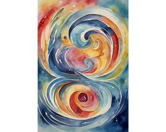 Abstract emotional whirlpool - watercolor print - Matte Vertical Posters