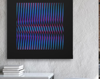 OSCILLATION | Kinetic Canvas Print, Geometric Op Art, VASCO Abstract Wall Art, Red Blue Black