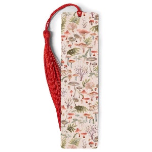 Durable Metal Bookmark for Readers & Bookworms Book Mark - Pretty Mushrooms Pattern