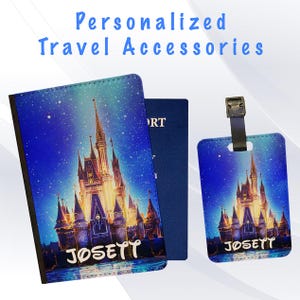 Personalized Passport Cover and Luggage Tag Set Travel Holidays Suitcase Vacation Accessory - Pretty Fairytale Castle