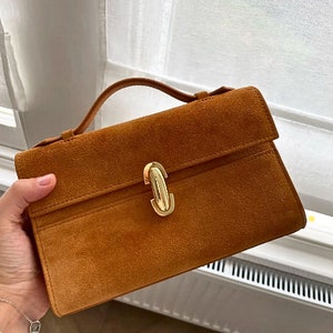 Elegante Clutch, Damen Leder Clutch, Abendtaschen für Frauen, Echtleder Geldbörse, Wildleder Handtaschen, Geschenk zum Muttertag Bild 2