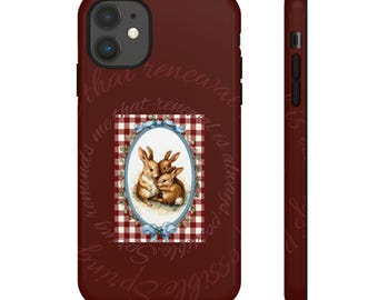 Vintage Bunny Illustration Phone Case,Trendy Phone Case,Tough Phone Case,Christmas Phone Case,Gift For Her,Iphone case 17 16 15 14 13 12 11