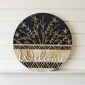 Welcome front door sign, Wild flower front door sign, Wild flower door sign, Wildflower door hanger, wildflower door hanger, gift for mom