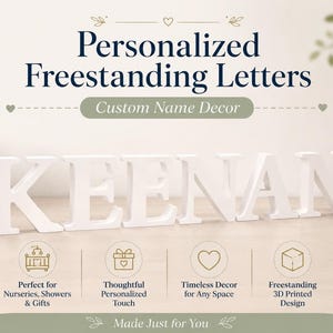 Freestanding Letters, Customizable 3D Printed Name Decor in Various Colors and Heights