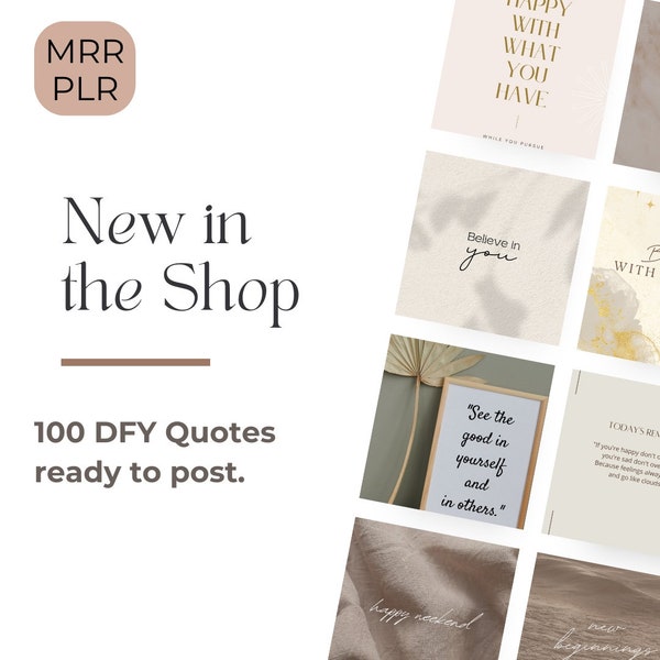 100 DFY Quotes Ready To Post | Done-For-You Content | Faceless Digital Marketing | Private Label rights | PLR | MRR