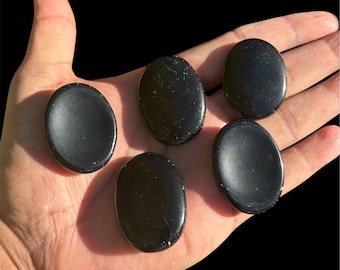 Black Obsidian Polished Worry Stone Set, Anxiety Relief Crystals, Meditation Palm Stones, Protection Stone