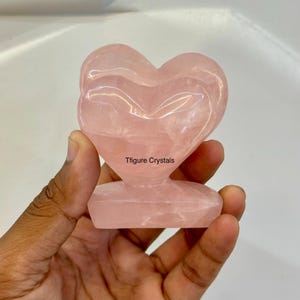 Rose Quartz Double Heart Stand Showpiece