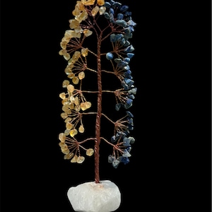 Citrine & Lapis Lazuli Crystal Tree of Life: White Quartz Base
