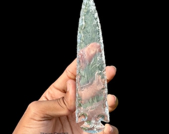 Bergkristall Pfeilspitze: Handgefertigte, 15 cm lange Speerspitze