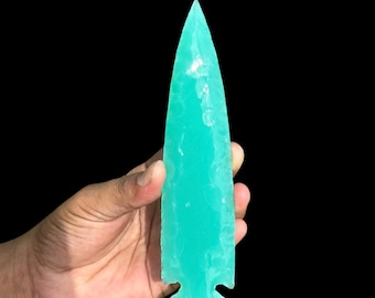 Milky Green Obsidian Arrowhead: Handcrafted Healing Crystal, 6-Inch