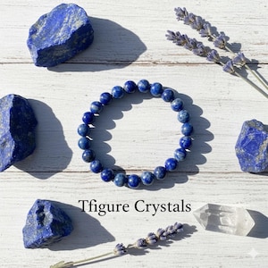 Lapis Lazuli Bracelet - Natural Blue Gemstone Beaded Stretch Jewelry, Crystal Bracelets