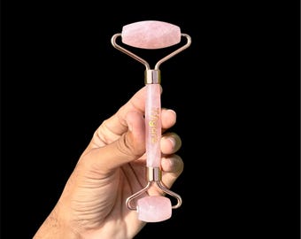 Anpassen der Rosenquarz-Gesichtsmassagerolle, Anti Aging & Entspannung, Hautpflege, Kommt mit Box.