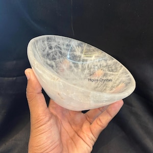 Clear Quartz Crystal Bowl: Hand-Carved Healing Decor